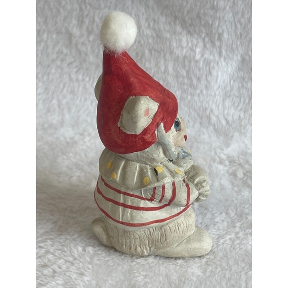 Bunny Rabbit with Santa Hat Handcrafted by Cast Art Industries Christmas Decor - Picture 5 of 7